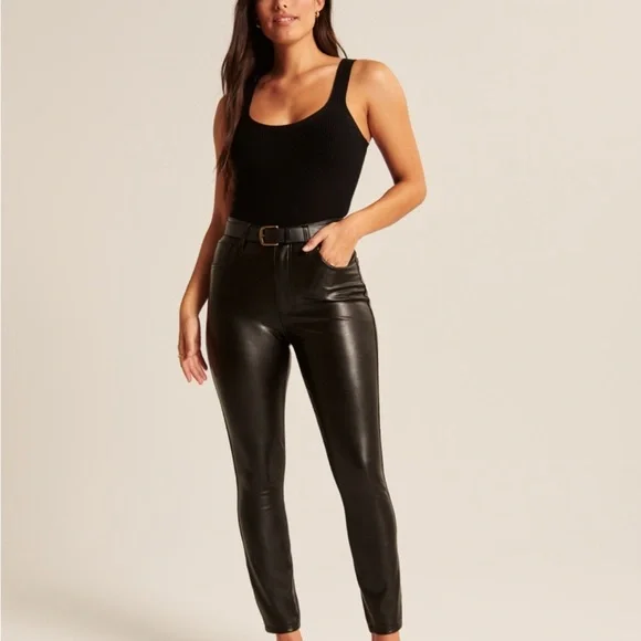 Vegan Leather High Rise Skinny Pants - Picture 3 of 7